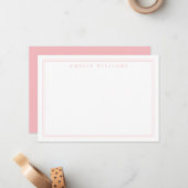 Elegant Minimalistisch rosa Zwei Grenzen Mitteilungskarte (Vorderseite/Rückseite Beispiel)