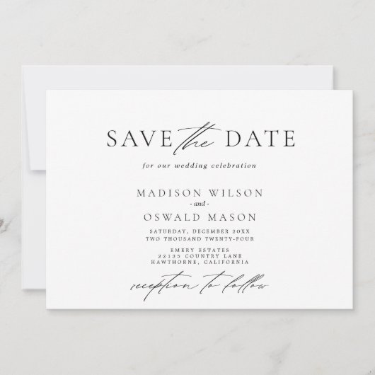 Elegant minimalistisch Save the Date horizontal Einladung (Vorderseite)