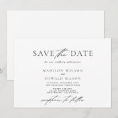 Elegant minimalistisch Save the Date horizontal Einladung (Vorne/Hinten)