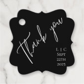 Elegant minimalistisch schwarz, Aquarell Danke Geschenkanhänger (Vorderseite)