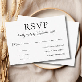Elegant Minimalistisch Schwarz und Weiß RSVP Karte