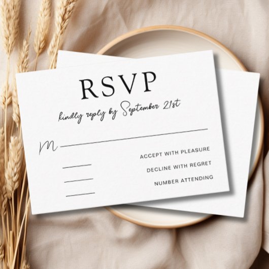 Elegant Minimalistisch Schwarz und Weiß RSVP Karte