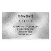 Elegant Minimalistisch silbermetallisch Magnetische Visitenkarte (Vorderseite)