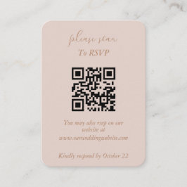 Elegant minimalistisch staubige Rosa und Gold QR Begleitkarte