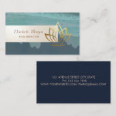 Elegant Minimalistisch, Streifen, Goldlotus Visitenkarte (Vorne/Hinten)