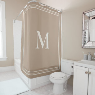 Elegant Minimalistisch Tan Monogram Duschvorhang