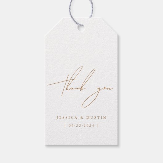 Elegant Minimalistisch Vielen Dank, Script Gold We Geschenkanhänger (Vorderseite)