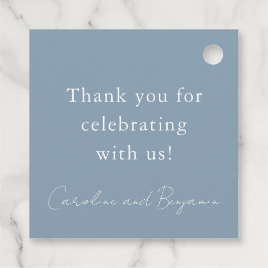 Elegant Minimalistisch Wedding Dusty Blue Vielen D Geschenkanhänger (Rückseite)