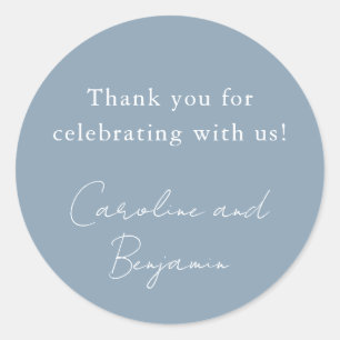 Elegant Minimalistisch Wedding Dusty Blue Vielen D Runder Aufkleber