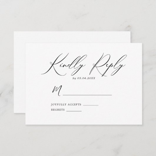 Elegant Minimalistisch Wedding Kindly Antwort (Vorne/Hinten)
