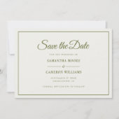 Elegant Minimalistisch Wedding Monogram QR Olive G Save The Date (Vorderseite)