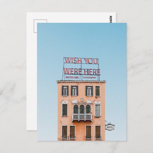 Elegant minimalistisch Wish Sie waren hier mit mir Postkarte (Vorne/Hinten)