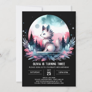 Elegant Minimalistisch Wolf Birthday Einladung