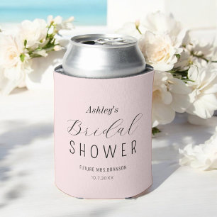 Elegant Minimalistische Hochzeitsdusche Rosa Dosenkühler