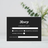 Elegant Minimalistische kalligraphische Schwarze H RSVP Karte (Stehend Vorderseite)