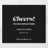 Elegant Minimalistische kalligraphische Schwarze H Schaumweinetikett (Einzelnes Label)