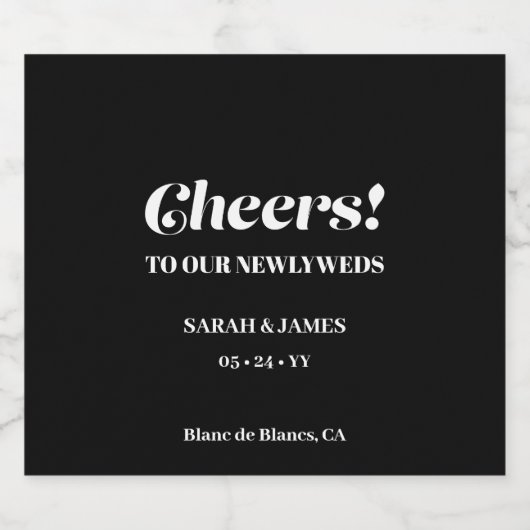 Elegant Minimalistische kalligraphische Schwarze H Schaumweinetikett (Einzelnes Label)