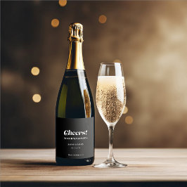 Elegant Minimalistische kalligraphische Schwarze H Schaumweinetikett