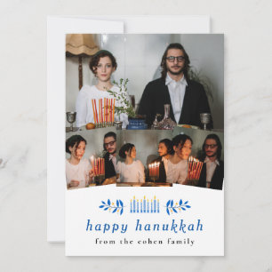 Elegant minimalistisches frohes Hanukkah-Familien- Feiertagskarte