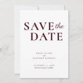 Elegant Minimalistisches traditionelles Skript Bur Save The Date (Vorderseite)