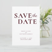 Elegant Minimalistisches traditionelles Skript Bur Save The Date (Stehend Vorderseite)