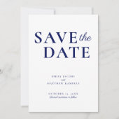 Elegant Minimalistisches traditionelles Skript Nav Save The Date (Vorderseite)