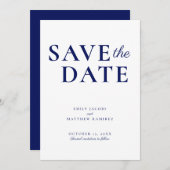 Elegant Minimalistisches traditionelles Skript Nav Save The Date (Vorne/Hinten)