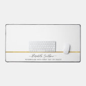 Elegant minimalistisches Weiß und Gold Ihren Namen Schreibtischunterlage (Tastatur & Maus)