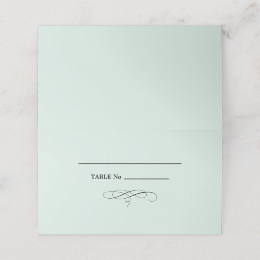 Elegant Mint | Black Wedding Table Platzkarte (Außenseite Aufgefaltet)