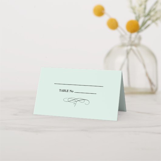 Elegant Mint | Black Wedding Table Platzkarte (Vorderseite)