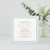 Elegant Mint Gingham Pattern Baby Shower Einladung (Stehend Vorderseite)