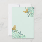 Elegant Mint Gold Butterfells Floral RSVP Karte (Rückseite)