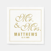 Elegant Mint gold Mr. und Mrs. Wedding Monogram Serviette (Vorderseite)