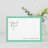Elegant Mint Green Border Wedding Dankeschön Card Dankeskarte (Stehend Vorderseite)