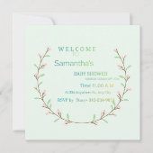 Elegant Mint Green Botanical Baby Shower  Einladung (Vorderseite)
