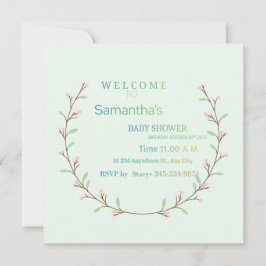 Elegant Mint Green Botanical Baby Shower  Einladung