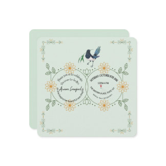 Elegant Mint Green Floral Bridal Shower Invitation Save The Date