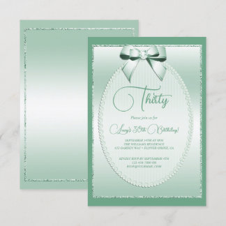 Elegant Mint Green Jeweled Bow Birthday Einladung