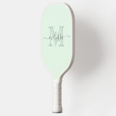 Elegant Mint Green Minimal Name und Monogramm Pickleball Schläger (Links)