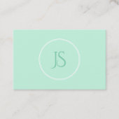 Elegant Mint Green Modern Monogram Simple Visitenkarte (Vorderseite)