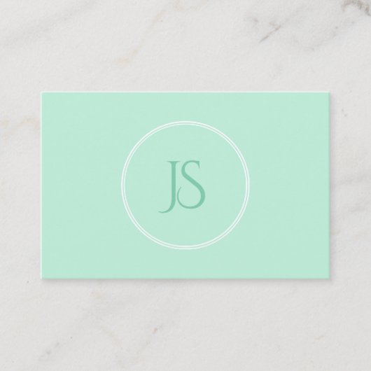 Elegant Mint Green Modern Monogram Simple Visitenkarte (Vorderseite)