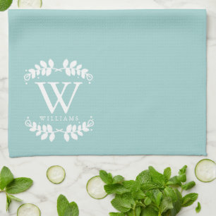 Elegant Mint Green Monogram Handtuch