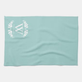Elegant Mint Green Monogram Handtuch (Horizontal)