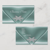 Elegant Mint Green Silver Diamond Jewel Visitenkarte (Vorne/Hinten)