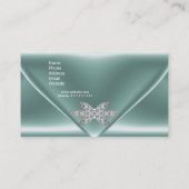 Elegant Mint Green Silver Diamond Jewel Visitenkarte (Rückseite)