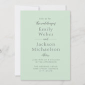 Elegant Mint Green Wedding Einladung (Vorderseite)