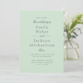 Elegant Mint Green Wedding Einladung (Stehend Vorderseite)