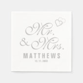 Elegant Mint Grey Mr. und Mrs. Wedding Monogram Na Serviette (Vorderseite)