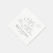 Elegant Mint Grey Mr. und Mrs. Wedding Monogram Na Serviette (Ecke)