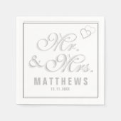 Elegant Mint Grey Mr. und Mrs. Wedding Monogram Serviette (Vorderseite)